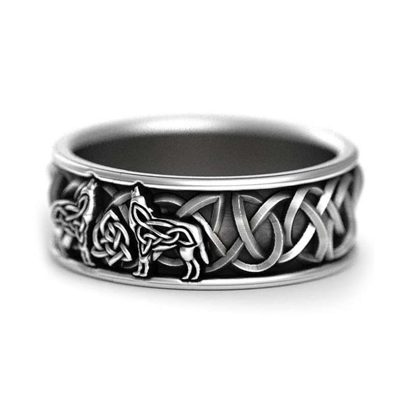 Wolf Ring Silver Knot Work Viking Celtic – Fenris