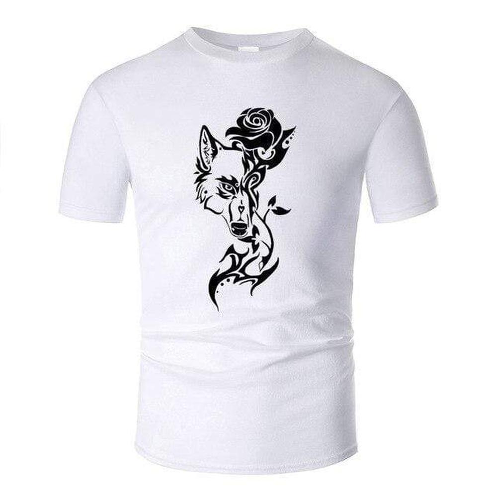 Wolf T-Shirt Wolf with a Rose - Wolves' Lair