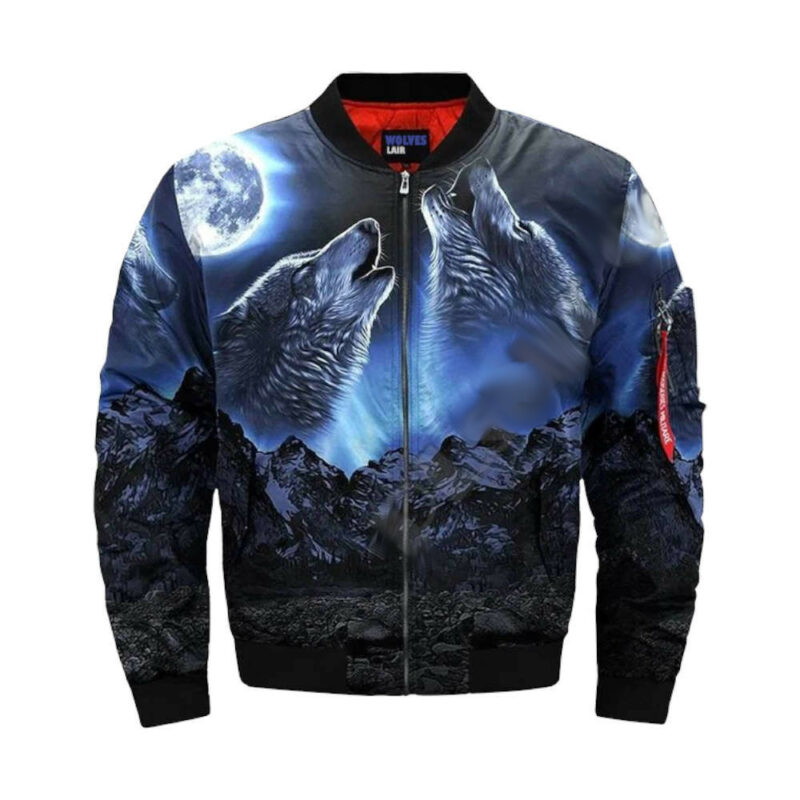 Wolf Bomber Jacket Howling At The Moon - Wolves' Lair